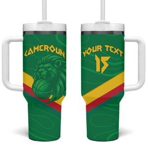 Custom Cameroon Basketball Tumbler With Handle Go Indomitable Lions - African Pride