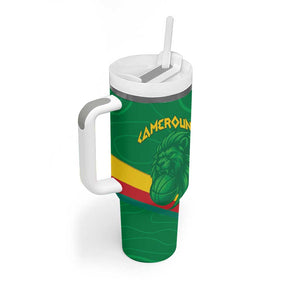 Custom Cameroon Basketball Tumbler With Handle Go Indomitable Lions - African Pride