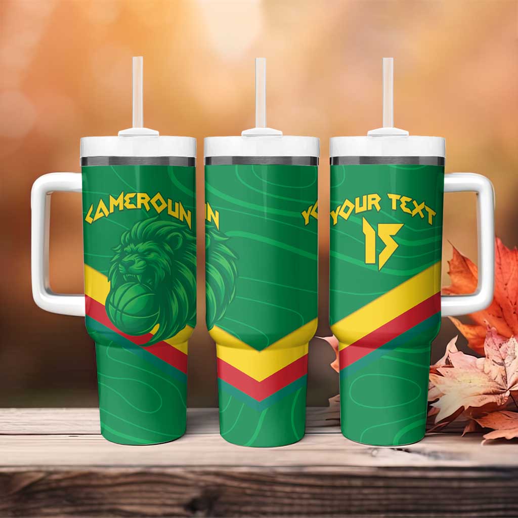 Custom Cameroon Basketball Tumbler With Handle Go Indomitable Lions - African Pride