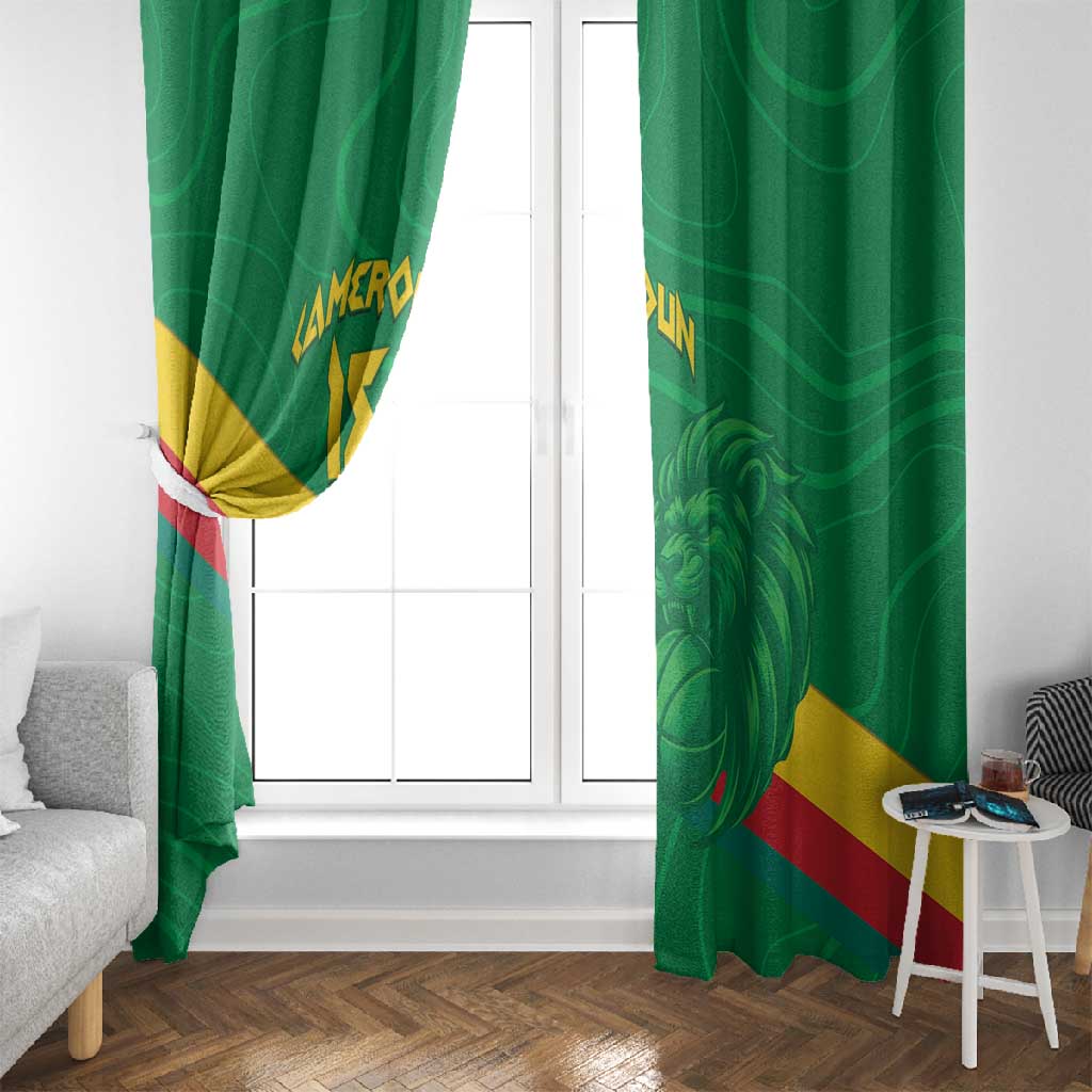 Custom Cameroon Basketball Window Curtain Go Indomitable Lions - African Pride