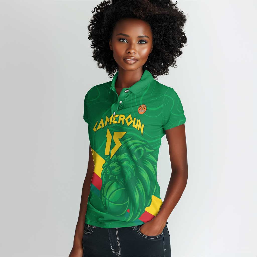 Custom Cameroon Basketball Women Polo Shirt Go Indomitable Lions - African Pride