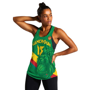 Custom Cameroon Basketball Women Racerback Tank Go Indomitable Lions - African Pride