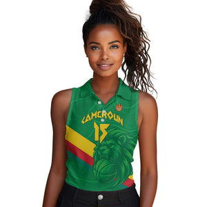 Custom Cameroon Basketball Women Sleeveless Polo Shirt Go Indomitable Lions - African Pride