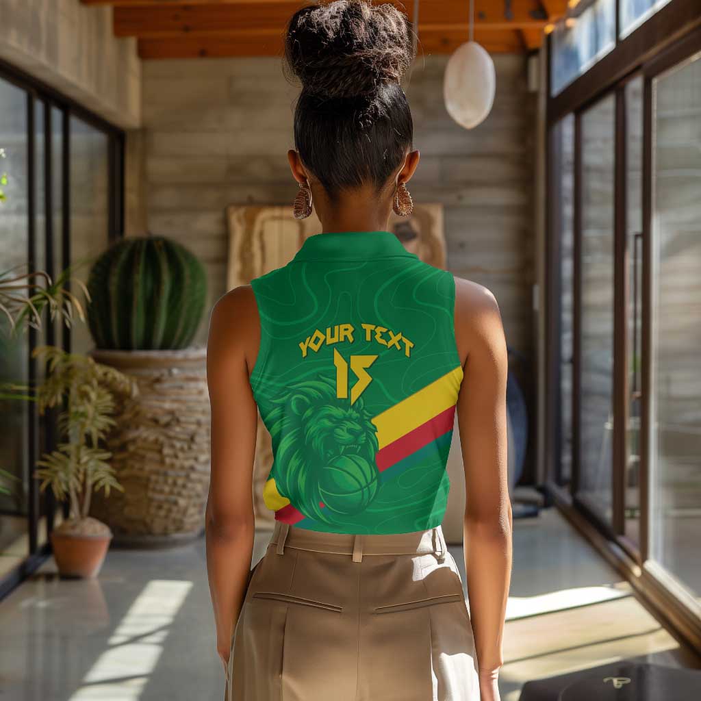 Custom Cameroon Basketball Women Sleeveless Polo Shirt Go Indomitable Lions - African Pride