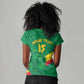 Custom Cameroon Basketball Women V-Neck T-Shirt Go Indomitable Lions - African Pride
