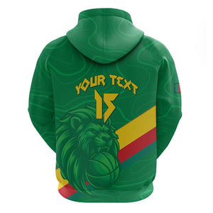 Custom Cameroon Basketball Zip Hoodie Go Indomitable Lions - African Pride