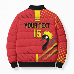 Custom Uganda Basketball Bomber Puffer Jacket Go Silverbacks