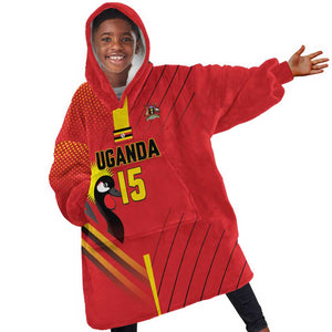 Custom Uganda Basketball Kid Wearable Blanket Hoodie Go Champions Silverbacks - African Pride