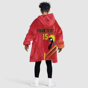 Custom Uganda Basketball Kid Wearable Blanket Hoodie Go Champions Silverbacks - African Pride