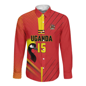 Custom Uganda Basketball Long Sleeve Button Shirt Go Champions Silverbacks - African Pride