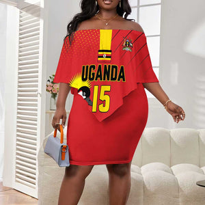 Custom Uganda Basketball Off Shoulder Short Dress Go Champions Silverbacks - African Pride