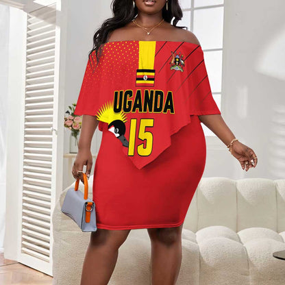 Custom Uganda Basketball Off Shoulder Short Dress Go Champions Silverbacks - African Pride