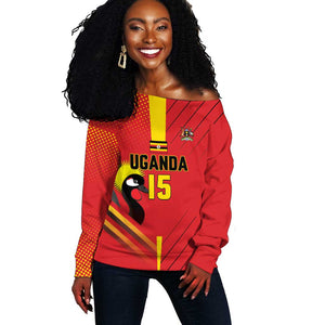 Custom Uganda Basketball Off Shoulder Sweater Go Champions Silverbacks - African Pride