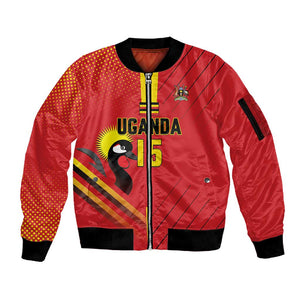 Custom Uganda Basketball Sleeve Zip Bomber Jacket Go Champions Silverbacks - African Pride