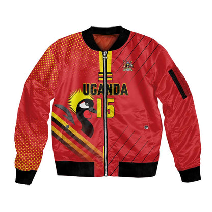 Custom Uganda Basketball Sleeve Zip Bomber Jacket Go Champions Silverbacks - African Pride
