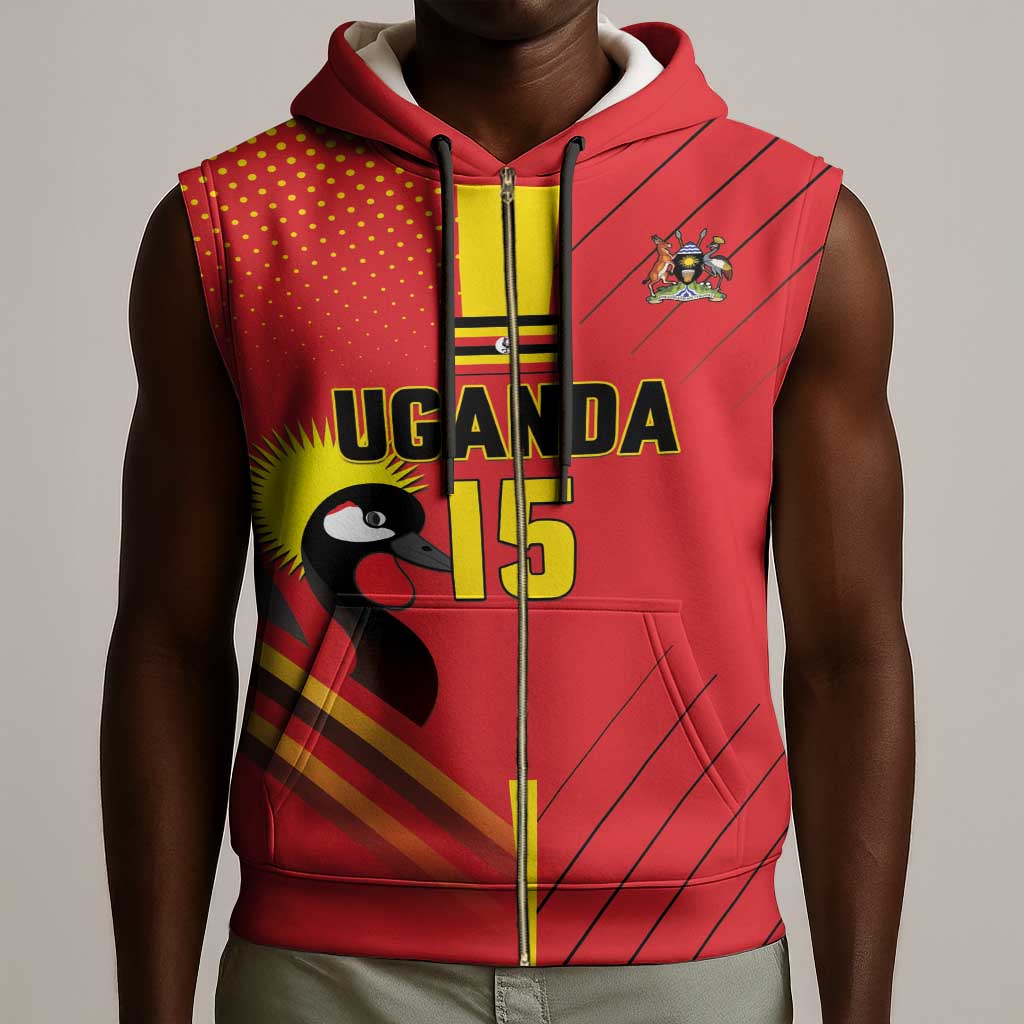 Custom Uganda Basketball Sleeveless Zip Hoodie Go Champions Silverbacks - African Pride