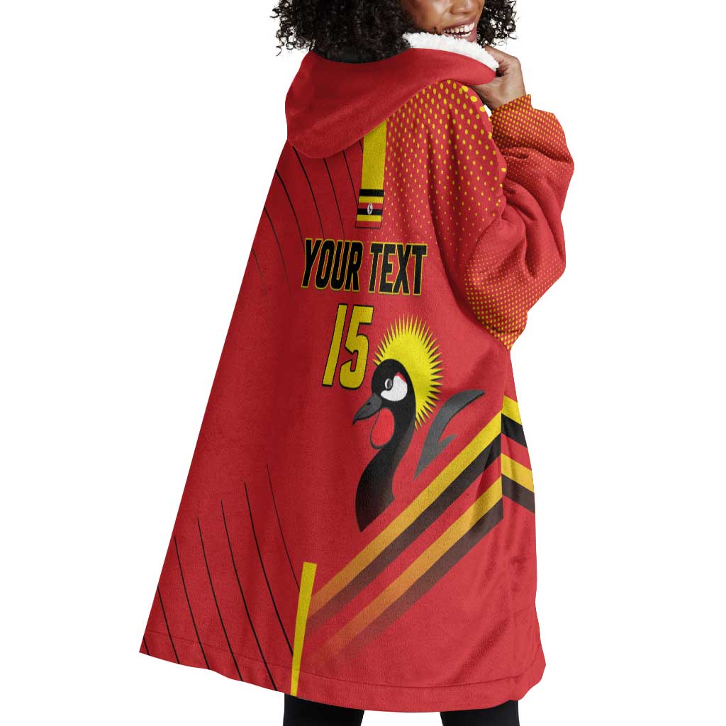 Custom Uganda Basketball Wearable Blanket Hoodie Go Champions Silverbacks - African Pride