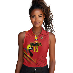 Custom Uganda Basketball Women Sleeveless Polo Shirt Go Champions Silverbacks - African Pride