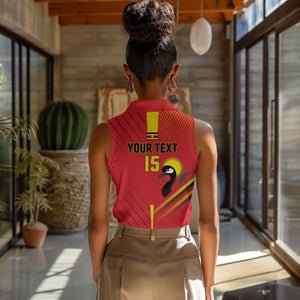 Custom Uganda Basketball Women Sleeveless Polo Shirt Go Champions Silverbacks - African Pride