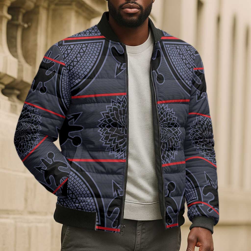 Lesotho Seanamarena Bomber Puffer Jacket Basotho Traditional Blanket Style - Serenity