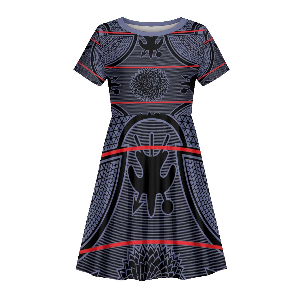 Basotho Blanket Kid Short Sleeve Dress Lesotho Seanamarena Heritage - Serenity - African Pride