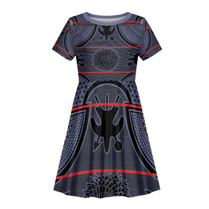 Basotho Blanket Kid Short Sleeve Dress Lesotho Seanamarena Heritage - Serenity - African Pride