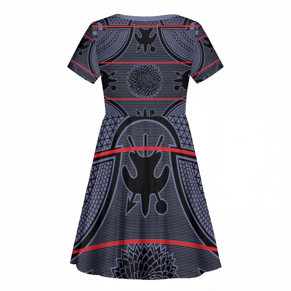 Basotho Blanket Kid Short Sleeve Dress Lesotho Seanamarena Heritage - Serenity - African Pride