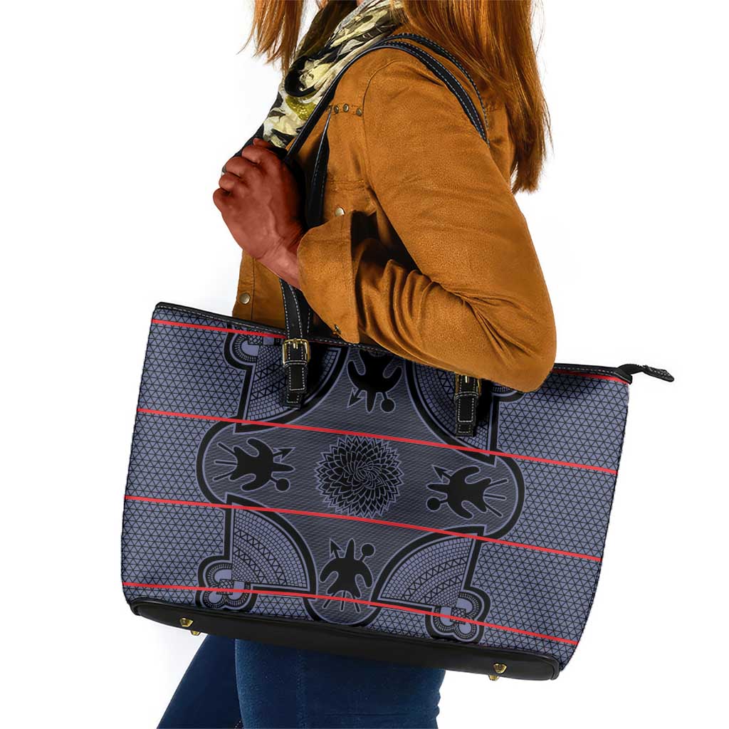 Basotho Blanket Leather Tote Bag Lesotho Seanamarena Heritage - Serenity - African Pride
