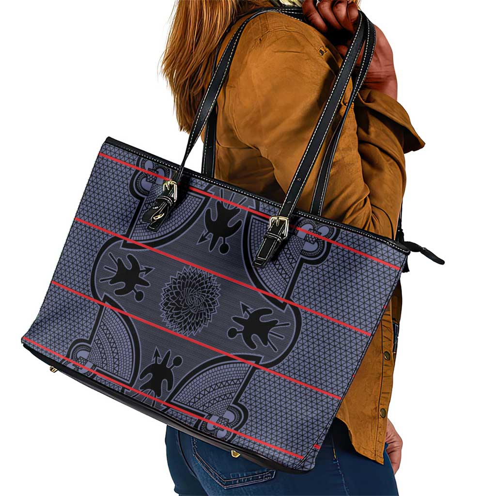 Basotho Blanket Leather Tote Bag Lesotho Seanamarena Heritage - Serenity - African Pride