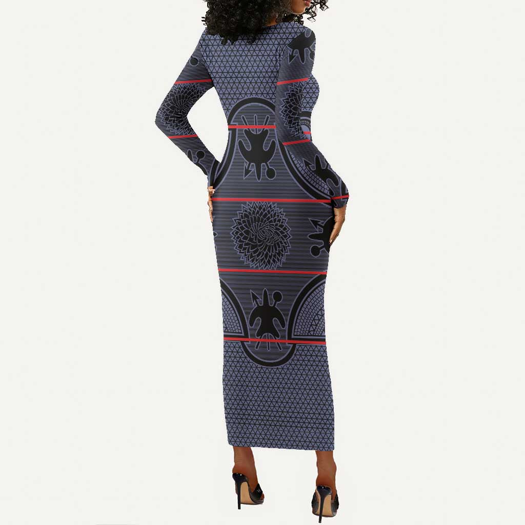 Basotho Blanket Long Sleeve Bodycon Dress Lesotho Seanamarena Heritage - Serenity - African Pride