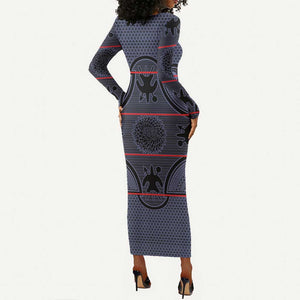 Basotho Blanket Long Sleeve Bodycon Dress Lesotho Seanamarena Heritage - Serenity - African Pride