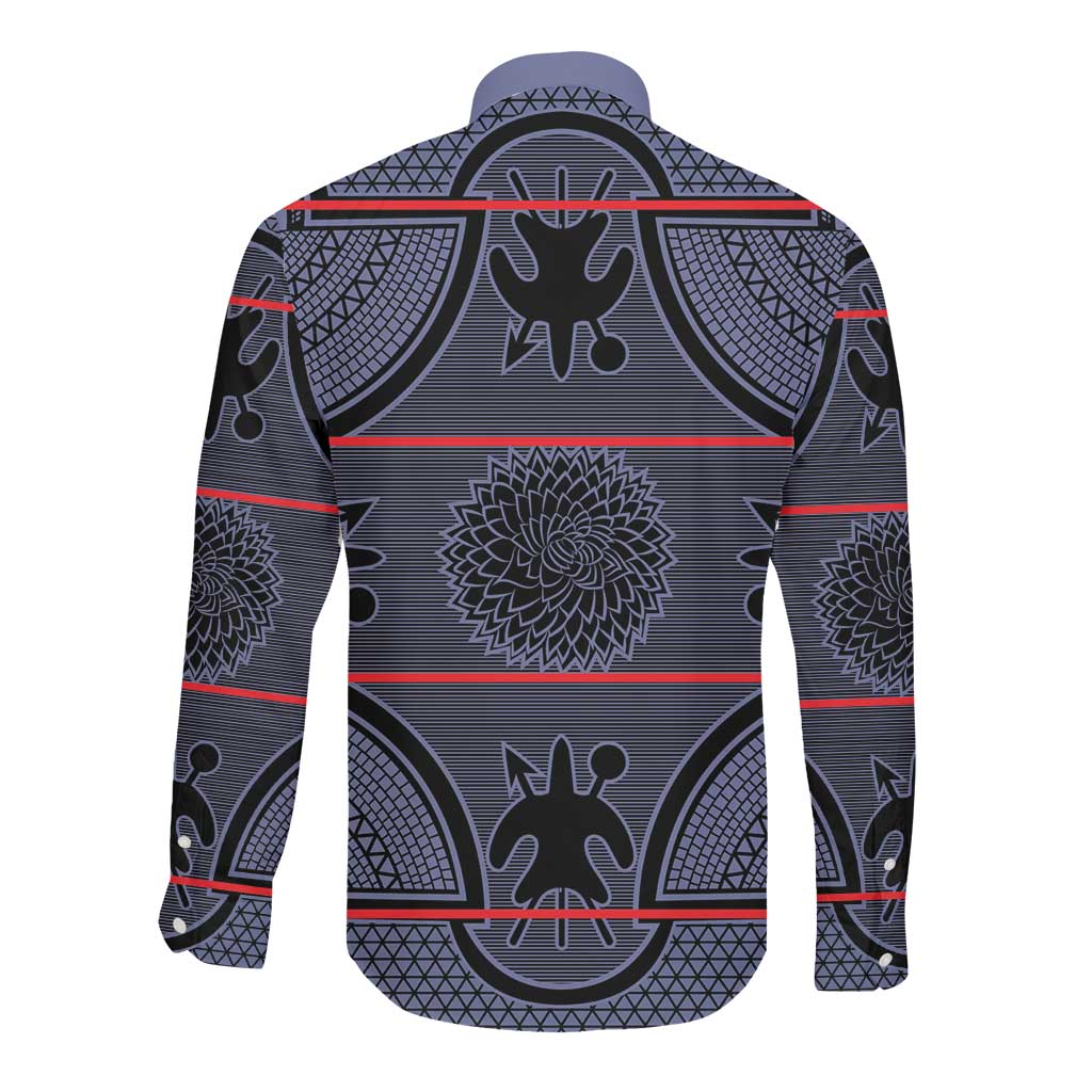Basotho Blanket Long Sleeve Button Shirt Lesotho Seanamarena Heritage - Serenity - African Pride