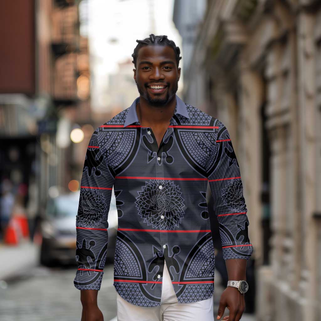 Basotho Blanket Long Sleeve Button Shirt Lesotho Seanamarena Heritage - Serenity - African Pride
