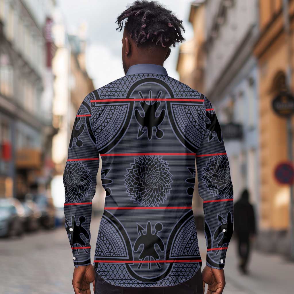 Basotho Blanket Long Sleeve Button Shirt Lesotho Seanamarena Heritage - Serenity - African Pride