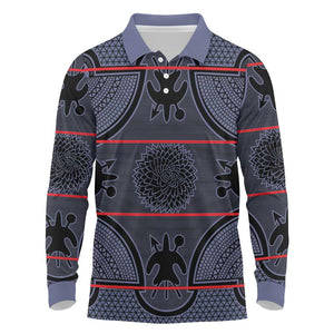 Basotho Blanket Long Sleeve Polo Shirt Lesotho Seanamarena Heritage - Serenity - African Pride
