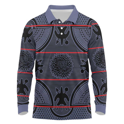 Basotho Blanket Long Sleeve Polo Shirt Lesotho Seanamarena Heritage - Serenity - African Pride