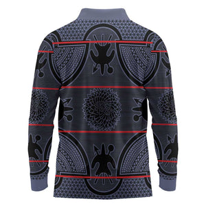 Basotho Blanket Long Sleeve Polo Shirt Lesotho Seanamarena Heritage - Serenity - African Pride