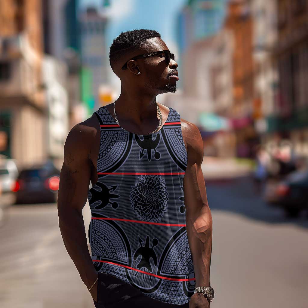 Basotho Blanket Men Tank Top Lesotho Seanamarena Heritage - Serenity - African Pride