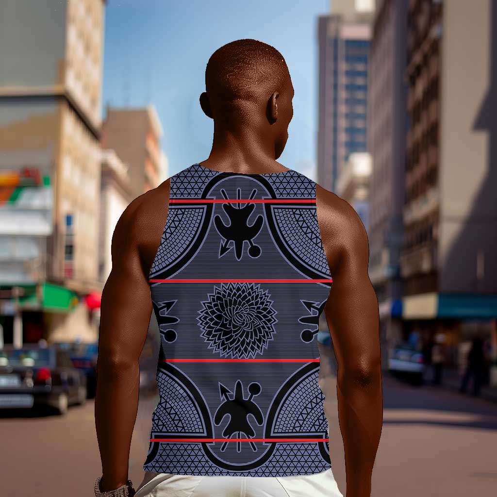 Basotho Blanket Men Tank Top Lesotho Seanamarena Heritage - Serenity - African Pride