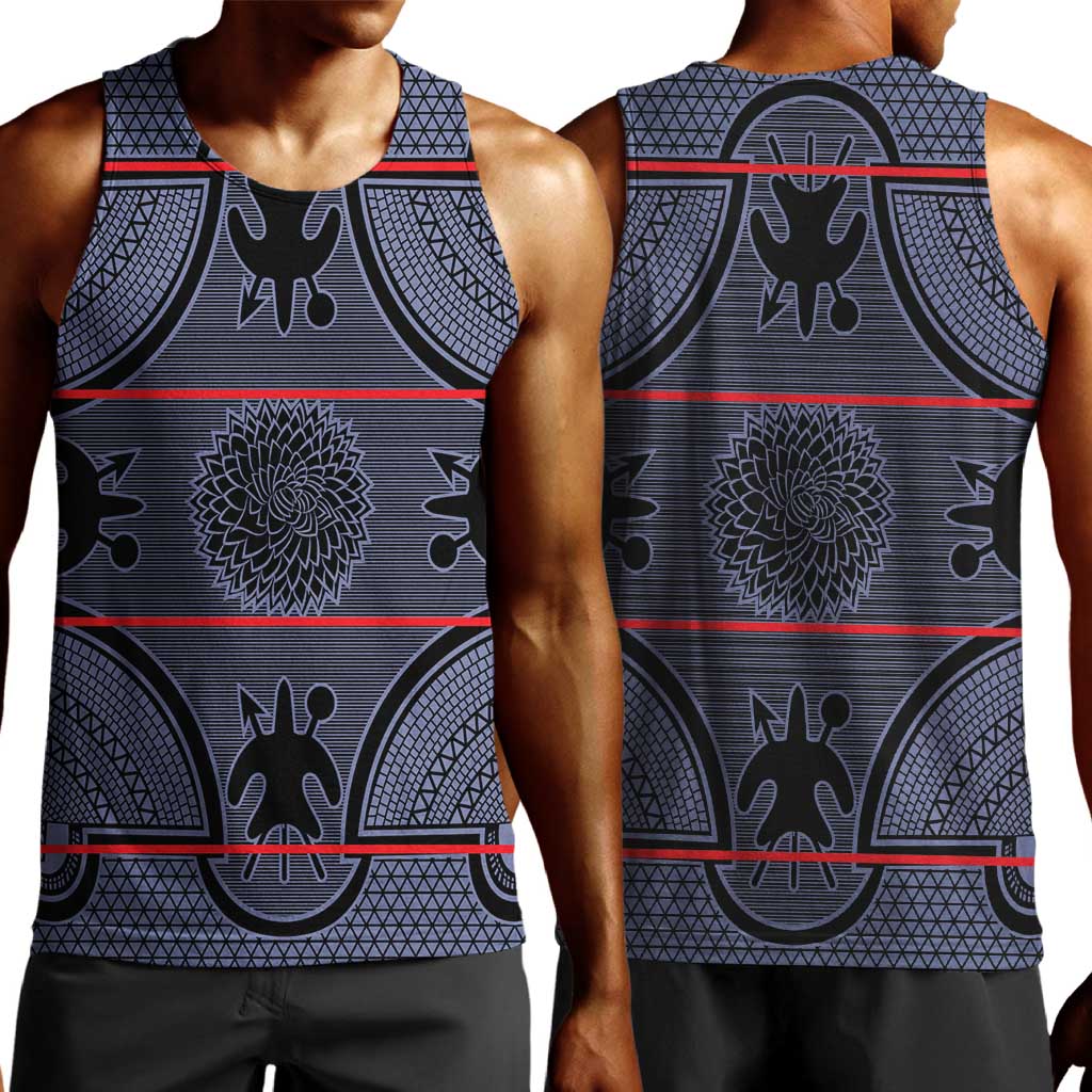 Basotho Blanket Men Tank Top Lesotho Seanamarena Heritage - Serenity - African Pride