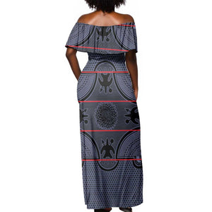 Basotho Blanket Off Shoulder Maxi Dress Lesotho Seanamarena Heritage - Serenity - African Pride
