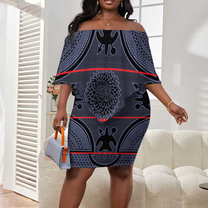Basotho Blanket Off Shoulder Short Dress Lesotho Seanamarena Heritage - Serenity - African Pride