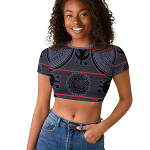 Basotho Blanket Raglan Cropped T shirt Lesotho Seanamarena Heritage - Serenity - African Pride