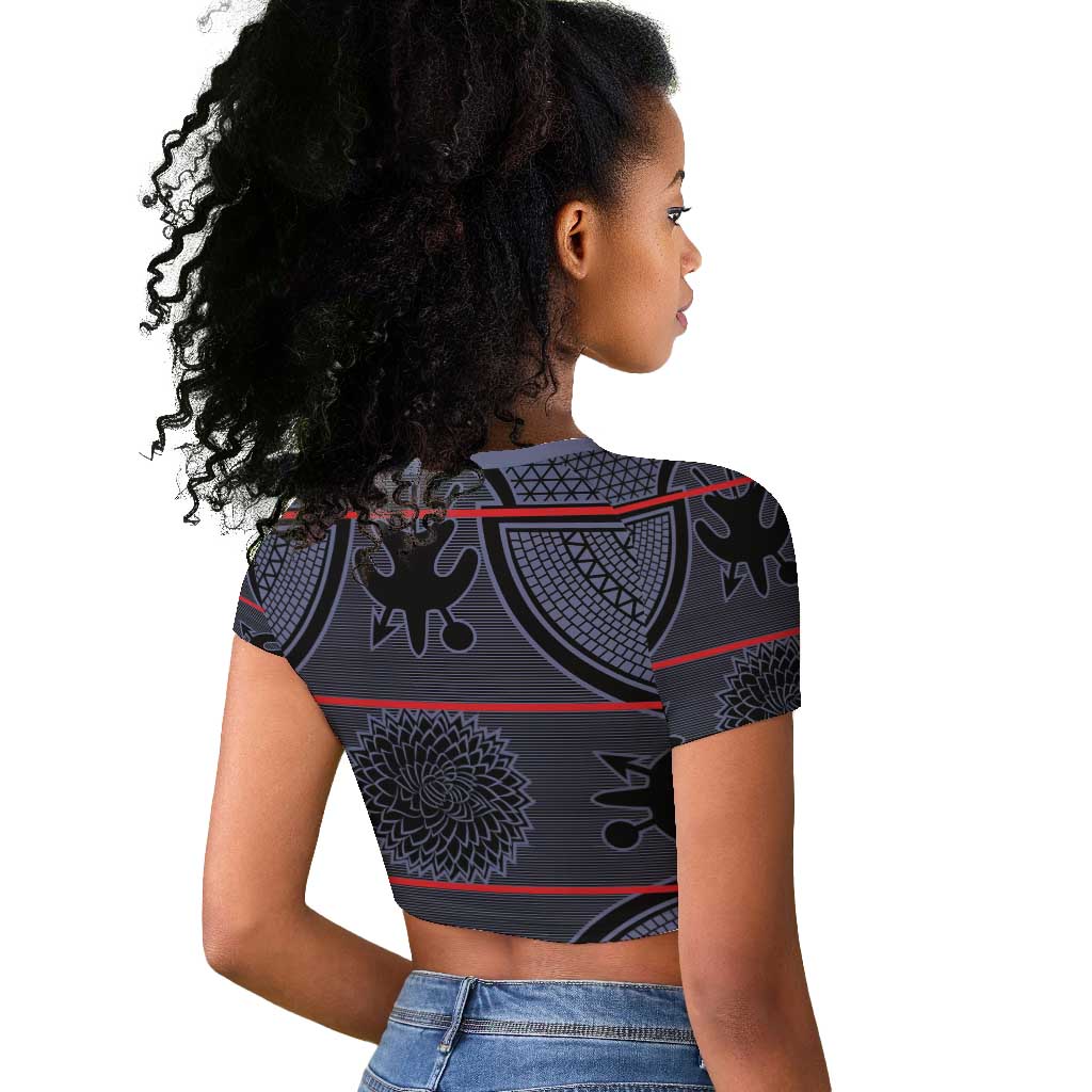 Basotho Blanket Raglan Cropped T shirt Lesotho Seanamarena Heritage - Serenity - African Pride