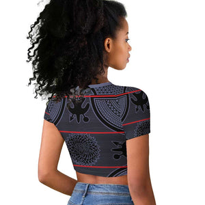 Basotho Blanket Raglan Cropped T shirt Lesotho Seanamarena Heritage - Serenity - African Pride