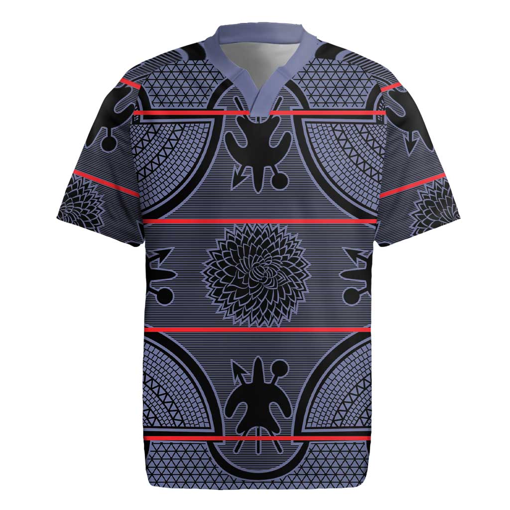 Basotho Blanket Rugby Jersey Lesotho Seanamarena Heritage - Serenity - African Pride
