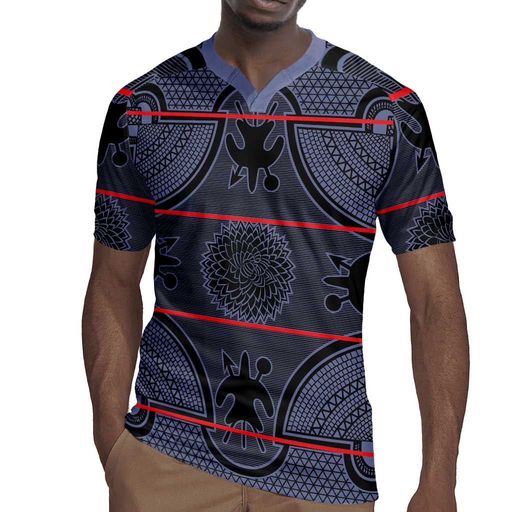 Basotho Blanket Rugby Jersey Lesotho Seanamarena Heritage - Serenity - African Pride