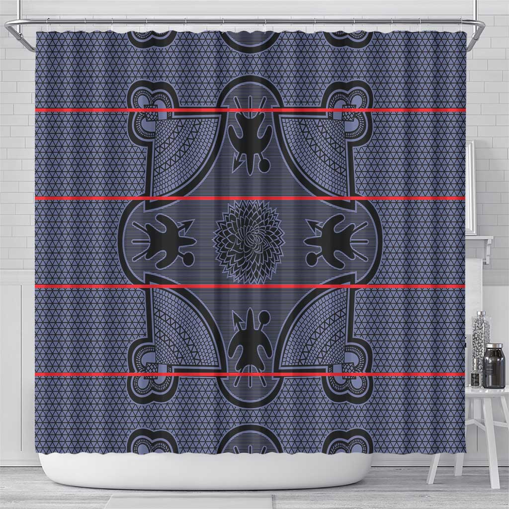 Basotho Blanket Shower Curtain Lesotho Seanamarena Heritage - Serenity - African Pride