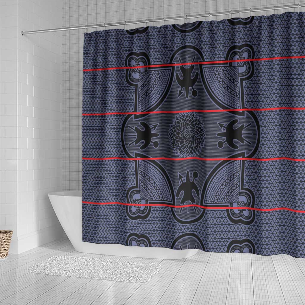Basotho Blanket Shower Curtain Lesotho Seanamarena Heritage - Serenity - African Pride