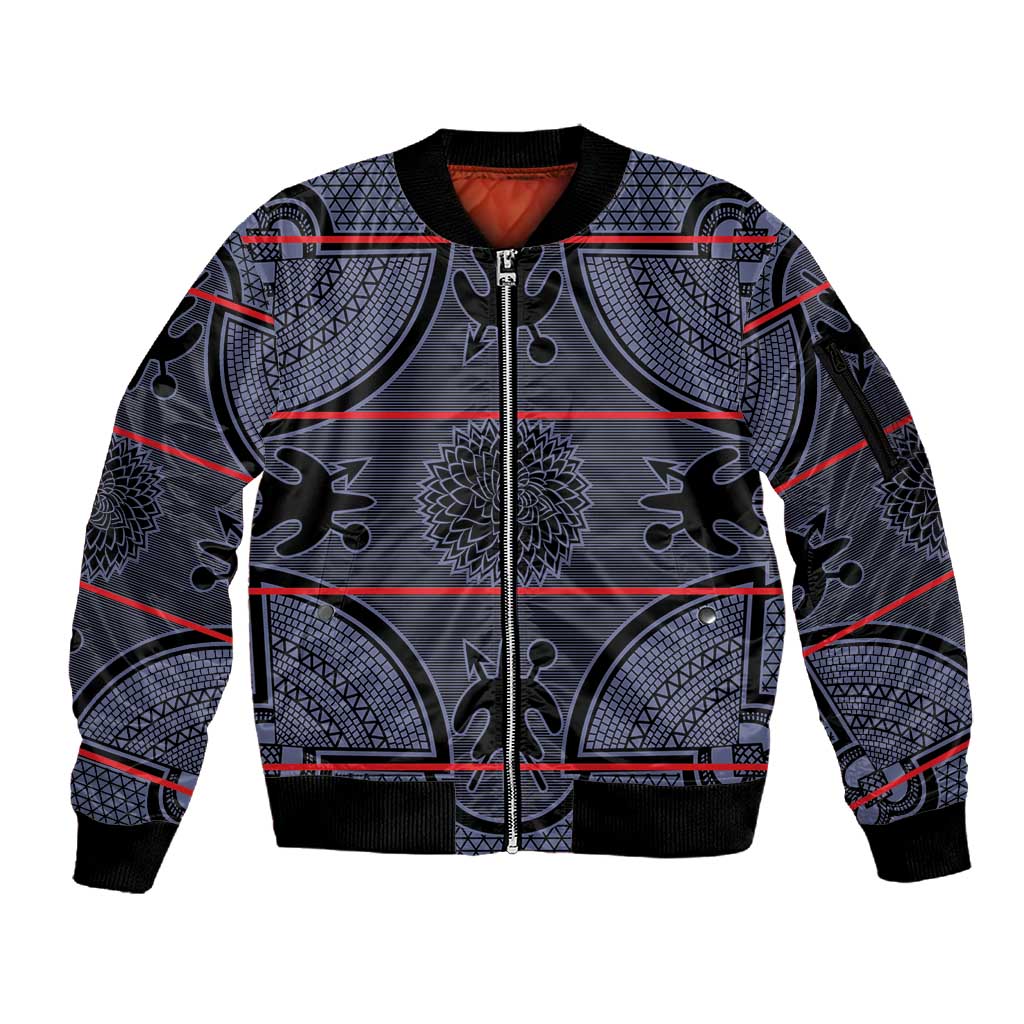 Basotho Blanket Sleeve Zip Bomber Jacket Lesotho Seanamarena Heritage - Serenity - African Pride